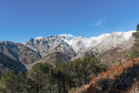 Panoramic view of the Sierra de Gredos with snow, southern partの写真素材