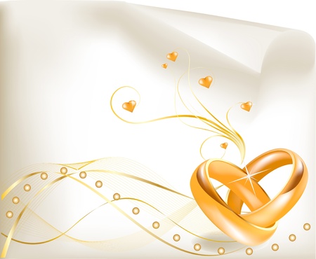 3D golden wedding rings のイラスト素材