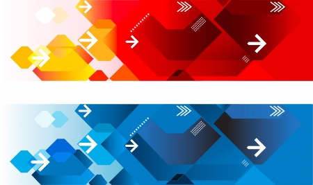 Two abstract web headers red and blueのイラスト素材
