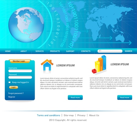 Blue business website templates のイラスト素材
