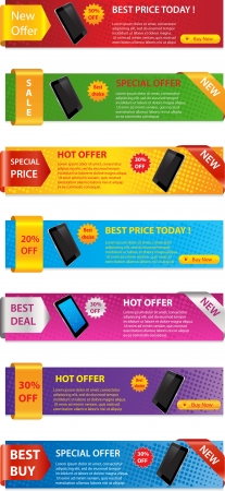 A set of sales banners of different colorsのイラスト素材