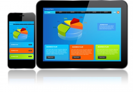 Tablet and Smartphone Responsive website template on multiple devicesのイラスト素材