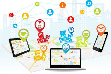 Wireless information transfer across modern gadgetsのイラスト素材