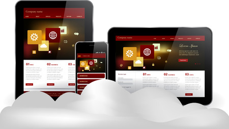 Cloud computing concept on Tablet computer and smartphoneのイラスト素材