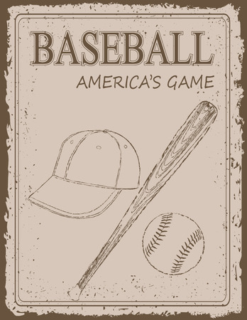 Vintage baseball poster on old paper backgroundのイラスト素材