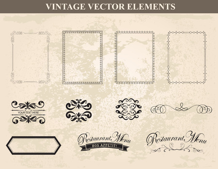 Decorative vintage frames and borders setのイラスト素材