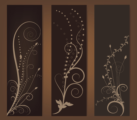 Collection of abstract floral bannerのイラスト素材