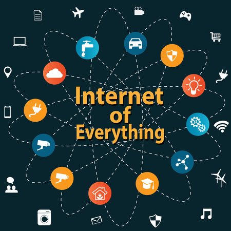 Internet of everything (IOT) concept with different icon and elements. Digital Network Connectionsのイラスト素材
