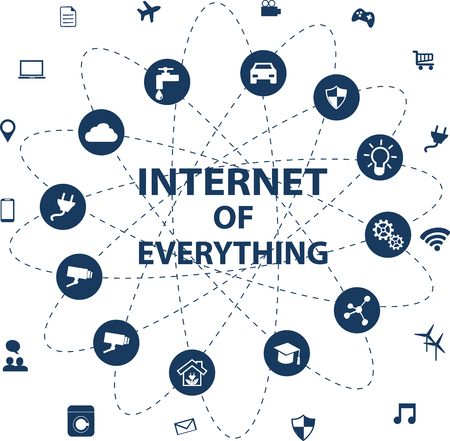Internet of everything (IOT) concept with different icon and elements. Digital Network Connectionsのイラスト素材