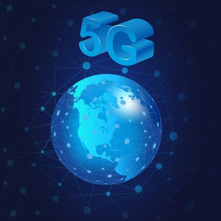 Concept of 5G internet connection technology.5G symbol communication network. Business technology