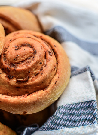 Baked breakfast rollsの写真素材