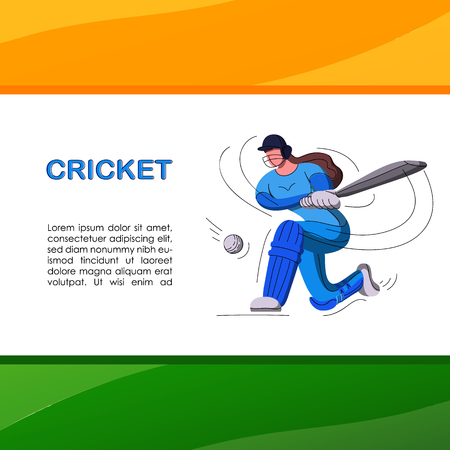 Batswoman playing cricket. Abstract poster for womens cricket. Vector illustration of female cricket.のイラスト素材