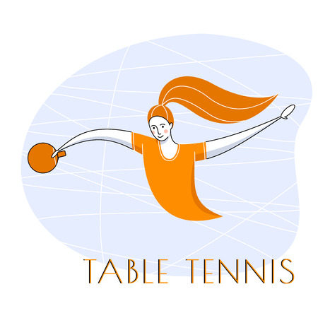 Female rocket sport. The girl plays table tennis.のイラスト素材