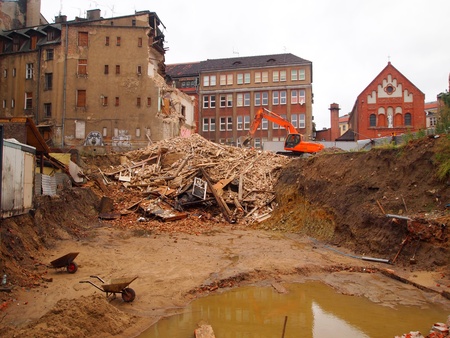 an old building demolition - city centerのeditorial素材