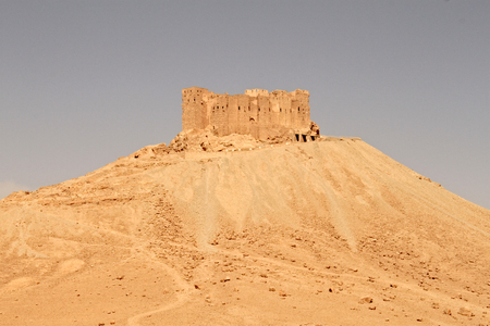Fakhr-al-Din al-Maani Castle. Ruins of the ancient city of Palmyra on syrian desert (shortly before the war)の写真素材