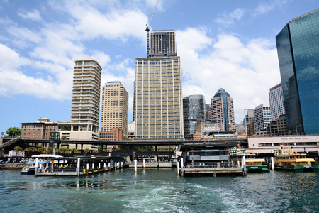 Australia; Sydney October 25th 2018 -View on skyscrappers and harbour in Sydney city centreのeditorial素材