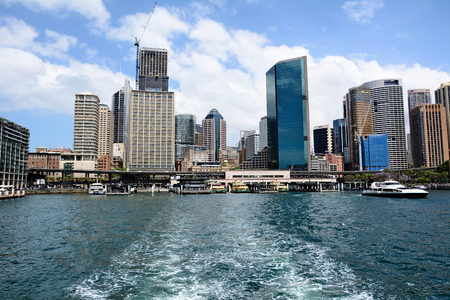 Australia; Sydney October 25th 2018 -View on skyscrappers and harbour in Sydney city centreのeditorial素材