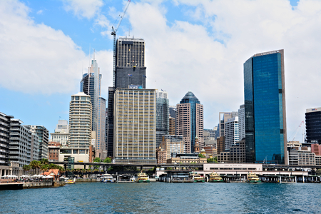 Australia; Sydney October 25th 2018 -View on skyscrappers and harbour in Sydney city centreのeditorial素材