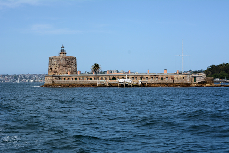 Fort Denison with its Martello tower, part of the Sydney Harbour National Park. It is a protected national park that is an heritage-listed former penal site and defensive facility occupying a small islandの写真素材