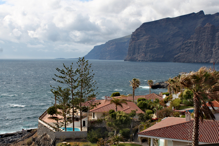 View on Los Gigantes - volcanic coastline with waves on the Atlantic Oceanの写真素材