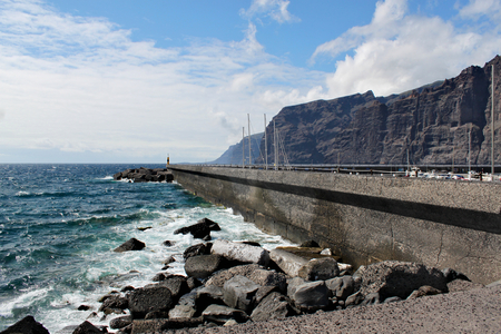 View on Los Gigantes - volcanic coastline with waves on the Atlantic Oceanの写真素材