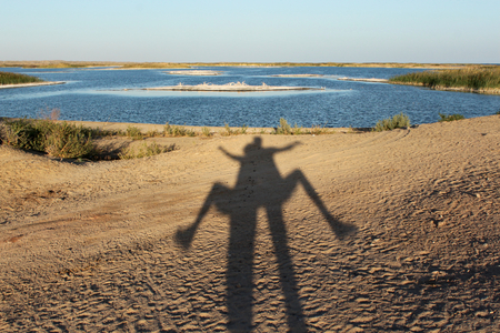 The Aydar Lake is part of the man-made Aydar-Arnasay system of lakes which includes 3 brackish water lakes (Aydar Kul, Arnasay and Tuzkan) located in the saline depressions of the south-eastern Kyzyl Kumの写真素材