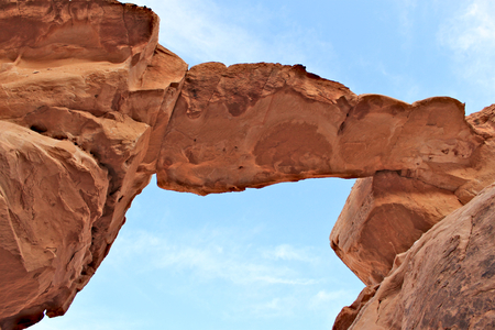 Natural rock formation on Wadi Rum desert in Jordan.の写真素材