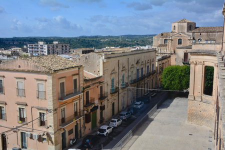 Noto, Italy -October 22nd, 2025 -The old town of Noto, baroque style buildingsのeditorial素材