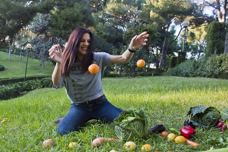 Two mandarins flyingの写真素材