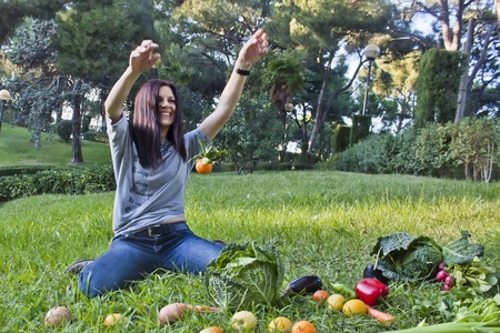One mandarin levitatingの写真素材