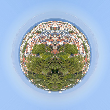Planet effect of view of Arcachon from a tower in France, near the coastの写真素材