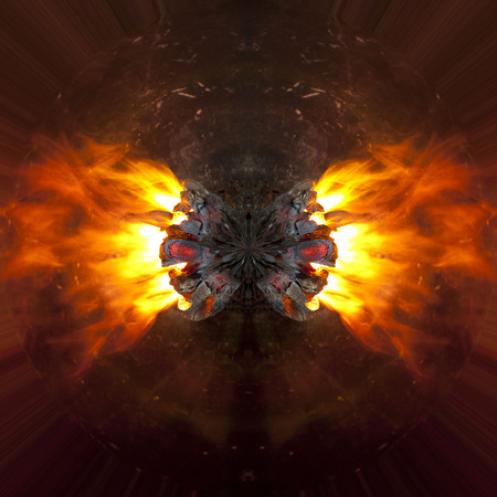 ball effect of fireplace at home, full of ashesの写真素材