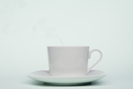 cup of coffee in the morning in blueの写真素材