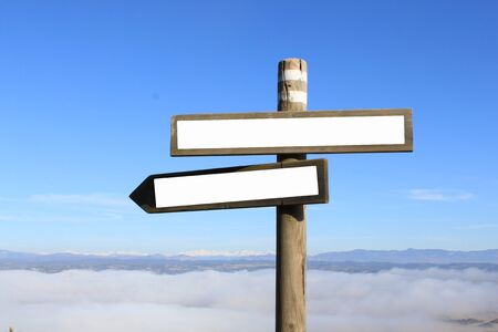 two signs indicating the way to anywhereの写真素材