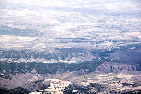 view of Zaragoza over the Moncayo mountain in Zaragoza, Spainの写真素材