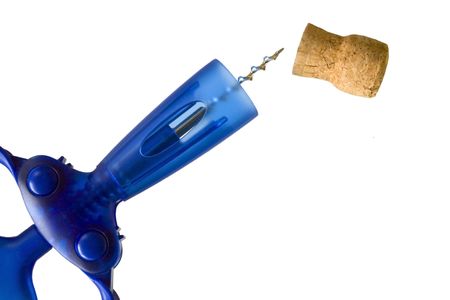 Corkscrew and Cork on Whiteの写真素材
