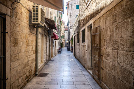 Split Croatia - 08.07.2020 View of the old city of Split, Mediterranean architecture, narrow streetsのeditorial素材