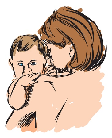 BABY AND MOTHER ILLUSTRATIONのイラスト素材