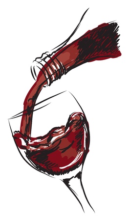 wine glass and bottle illustrationのイラスト素材