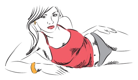 girl-woman modeling illustrationのイラスト素材