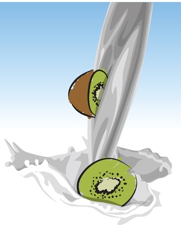 puring milk-kiwi illustrationのイラスト素材
