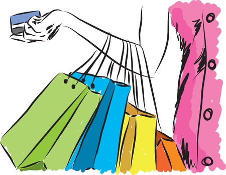 shopping girl with credit card illustrationのイラスト素材
