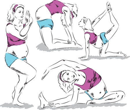 maternity yoga illustrationのイラスト素材