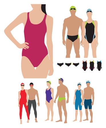 professional swimming suits models illustrationのイラスト素材