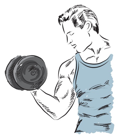 fitness man working out exercising illustrationのイラスト素材