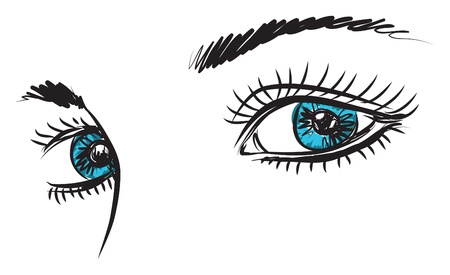 girl lady woman blue eyes illustrationのイラスト素材