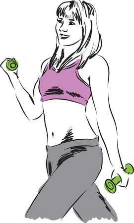 WOMAN WORKING OUT illustrationのイラスト素材