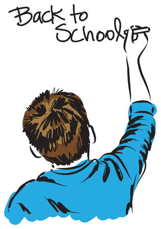 child writing on blackboard back to school illustrationのイラスト素材