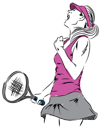 girl woman tennis player winner illustrationのイラスト素材