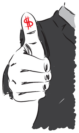 businessman rising finger dollar ok illustrationのイラスト素材